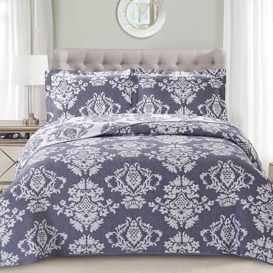 Set trapunta jacquard da letto viola damascato cxmicrotex
