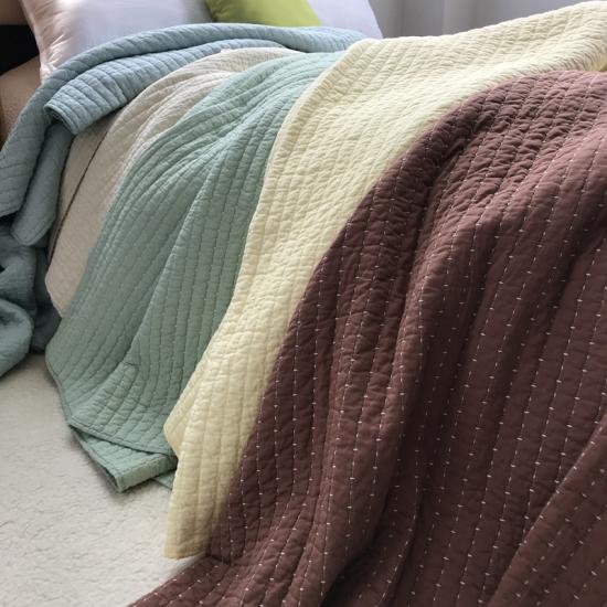 Collezione di biancheria da letto in cotone solido Copriletto leggero a punto croce