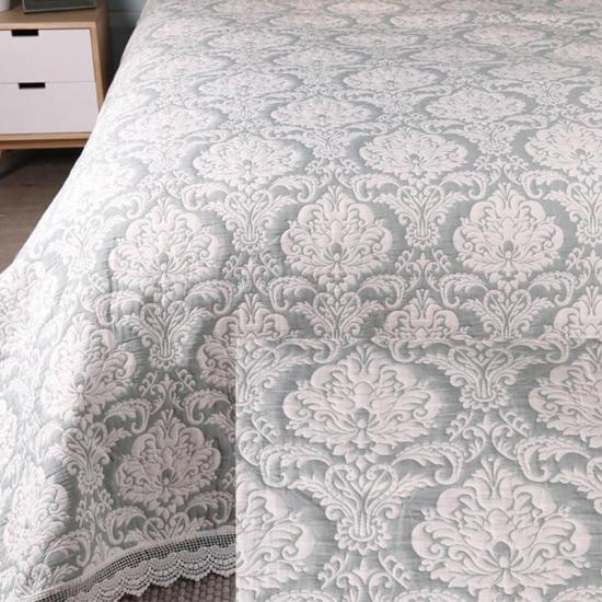 cxmicrotex Copriletto trapuntato jacquard medaglione con rifiniture in pizzo