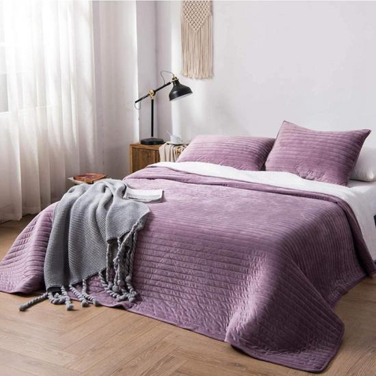 Solid Sherpa Quilted Bedding Set trapunta in rilievo ad ultrasuoni
